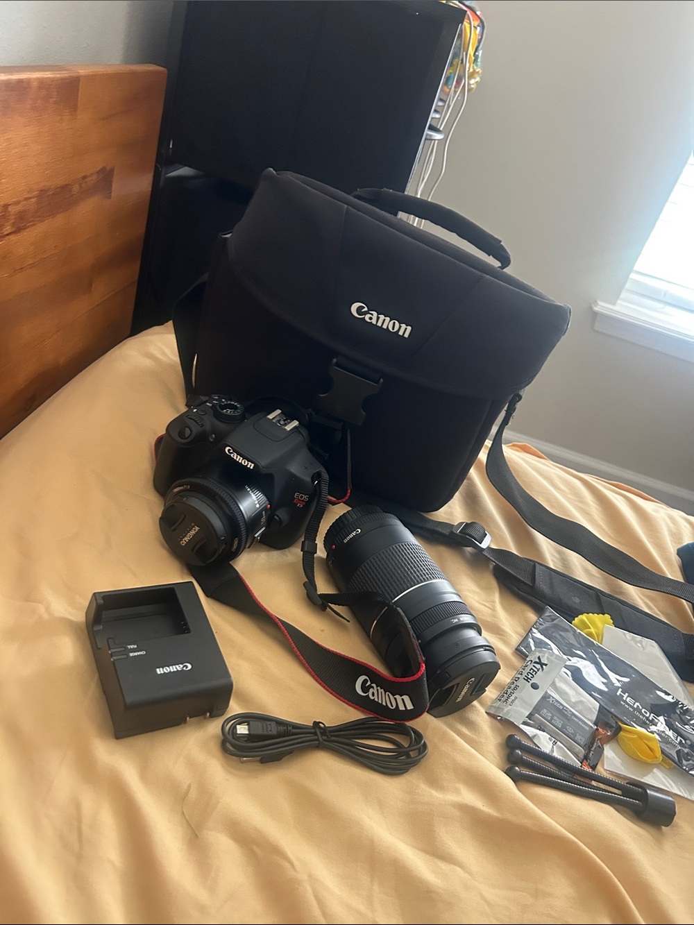 Canon Black DSLR Kit with Two Lenses and Charger